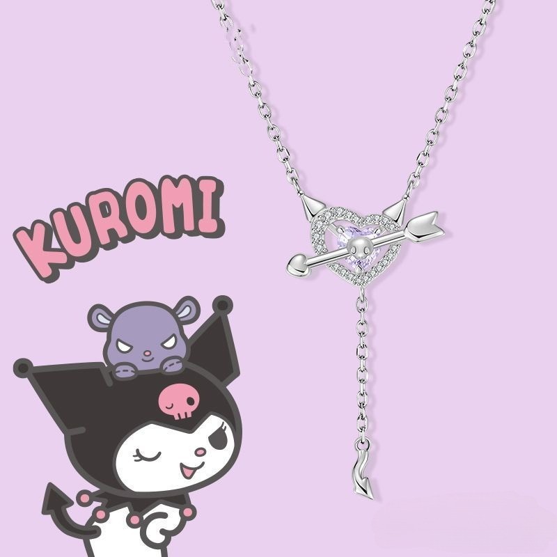 Colar De Coração De Kuromi Com Uma Seta Três Liou Cupido Bonito E Luxuoso Presentes Pequenos Populares Presente De Aniversário De Alta Grau Para Melhores Amigos