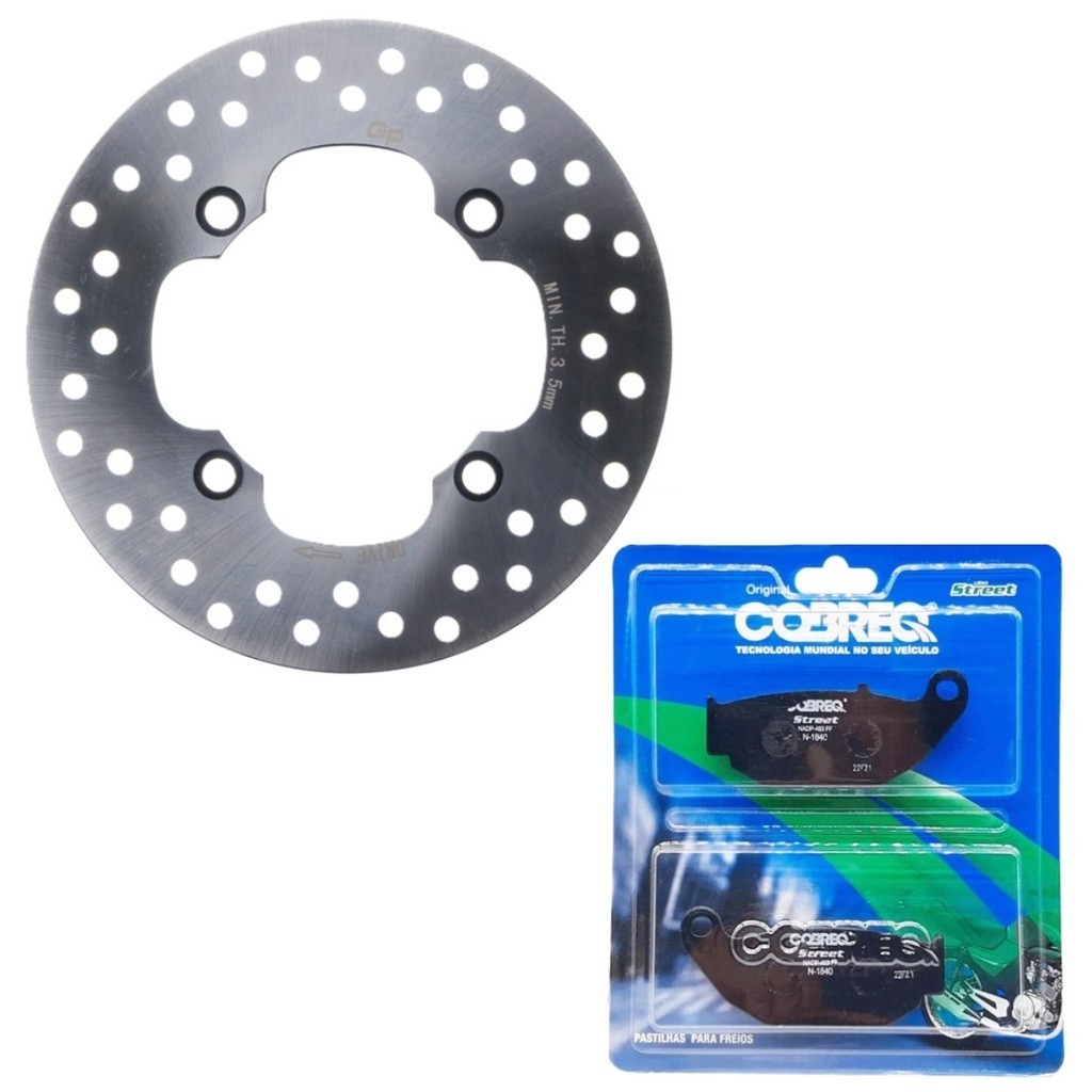 Disco de Freio Traseiro Nxr 160 Bros / Xre 190 + Pastilhas Cobreq Street (orgânica) em Oferta na Shopee