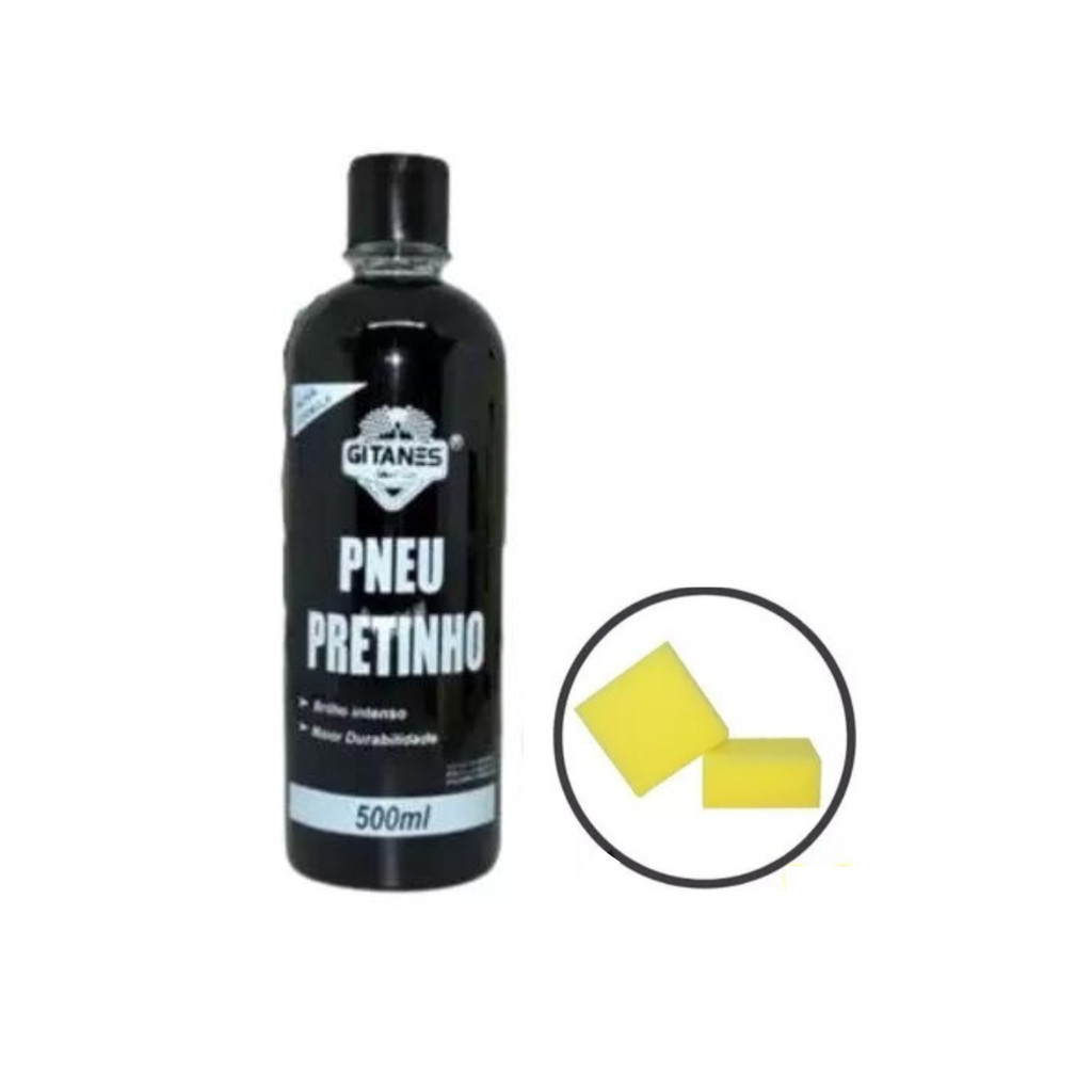 Pretinho Limpa Pneu automotivo Gitanes 500ml + 2 Esponjas