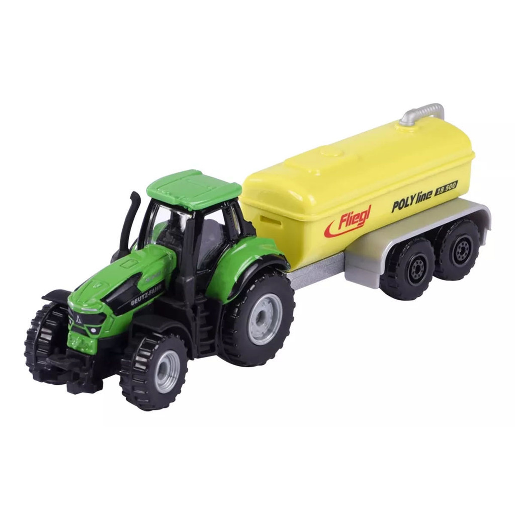 Miniatura Majorette Trailer Trator Deutz-Fahr 9340 + Fliegl Polyline 1/64 Metal Escala do Hot Wheels