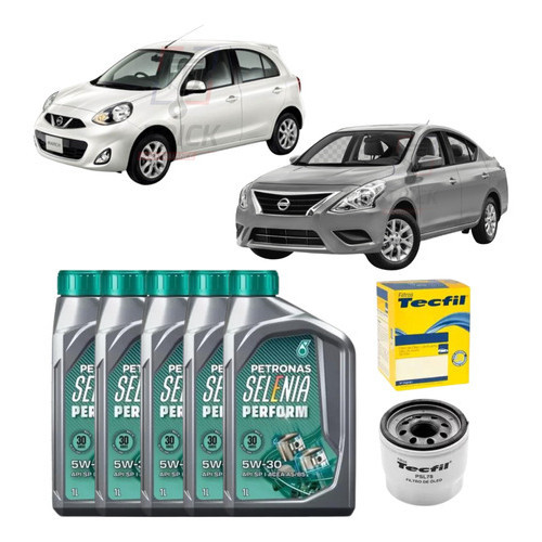 Kit 5 Troca De Oleo 5w30 Nissan March + Filtro De Óleo / Versa 1.6 2011 Diante