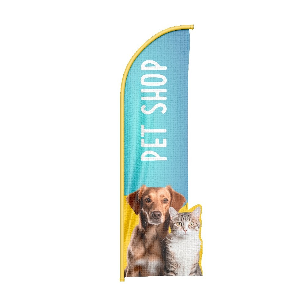Wind Banner 3D Pet Shop Dupla Face Somente Tecido  170x70cm