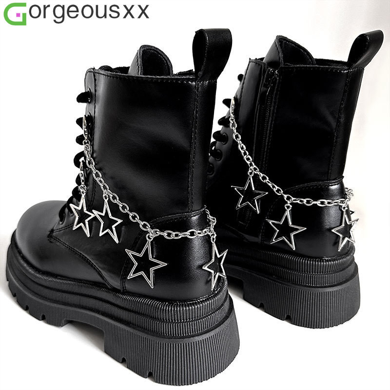 Pentagrama Exagerado Pingentes Do Coração Amor De Aço Titânio Corrente Martin Botas Acessórios Para Sapatos