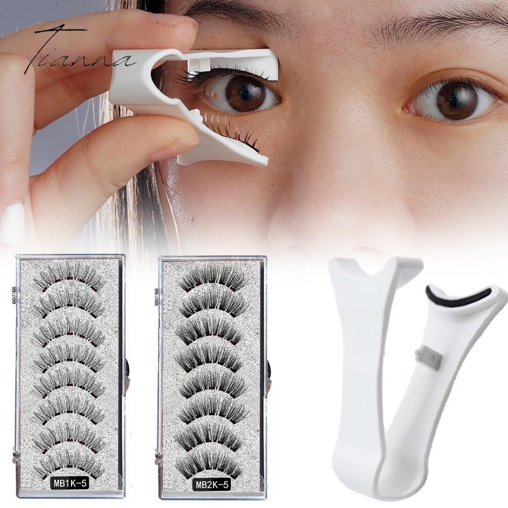 Kit De Cílios Falsos Magnéticos Reutilizáveis Com Pinça 3D Cacheado Grosso