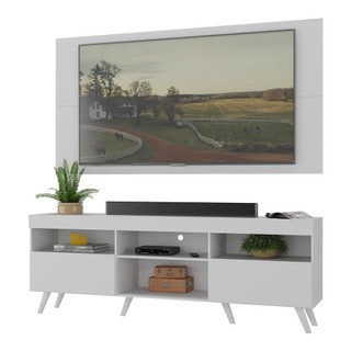 Rack c/ Painel P/TV até 65" e Pés Retrô Flórida Multimóveis Branco em Oferta na Shopee