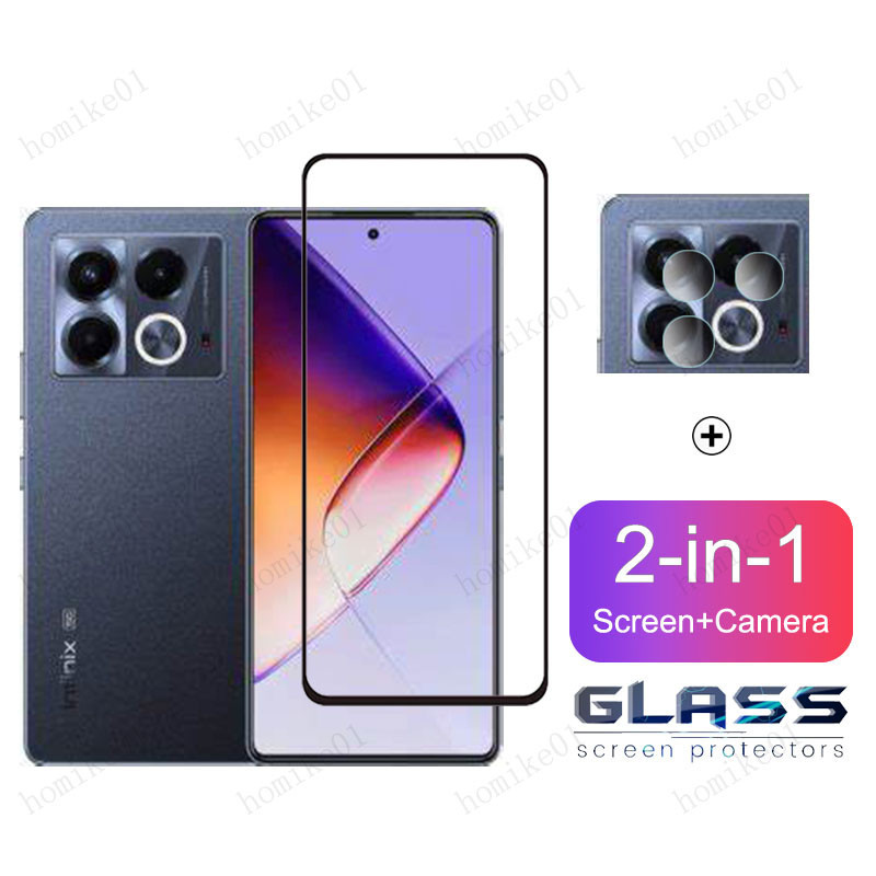 2 Em 1 Película De Vidro Infinix Note 40 5G Pelicula Temperado Protetor De Tela De Cobertura Total Para Infinix Note 30 40 Pro+ Hot 40i 30i 20i 20s 40 30 20 12 11 10 9 Play 4G 9D Película De Proteção De + Lente De Câmera