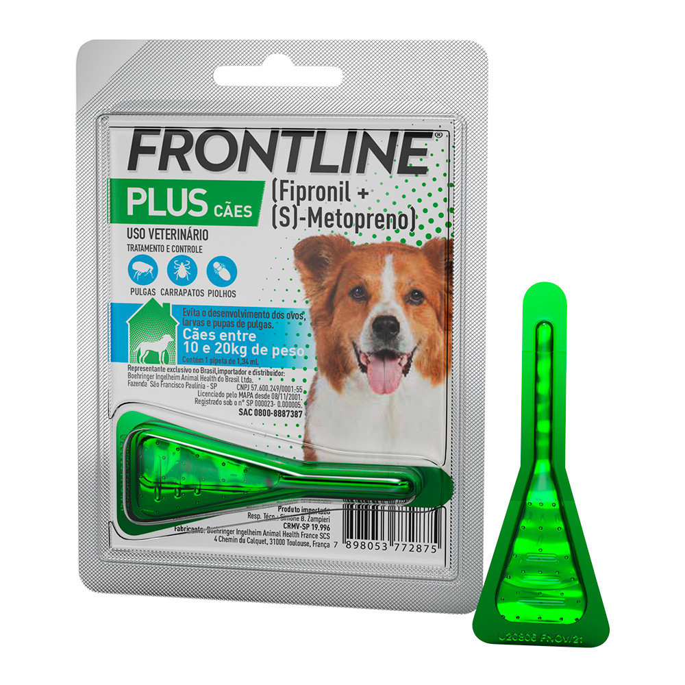 Frontline Plus Antipulgas e Carrapatos Cães 10 a 20kg - Pets