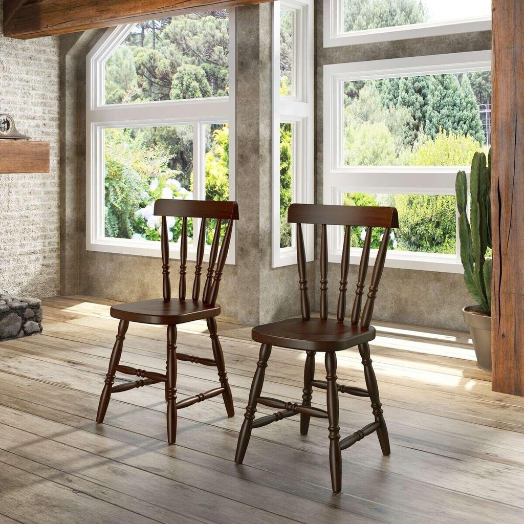 Conjunto com 2 Cadeiras de Jantar Madeira Maciça Multimóveis CR50082 - Home & Living