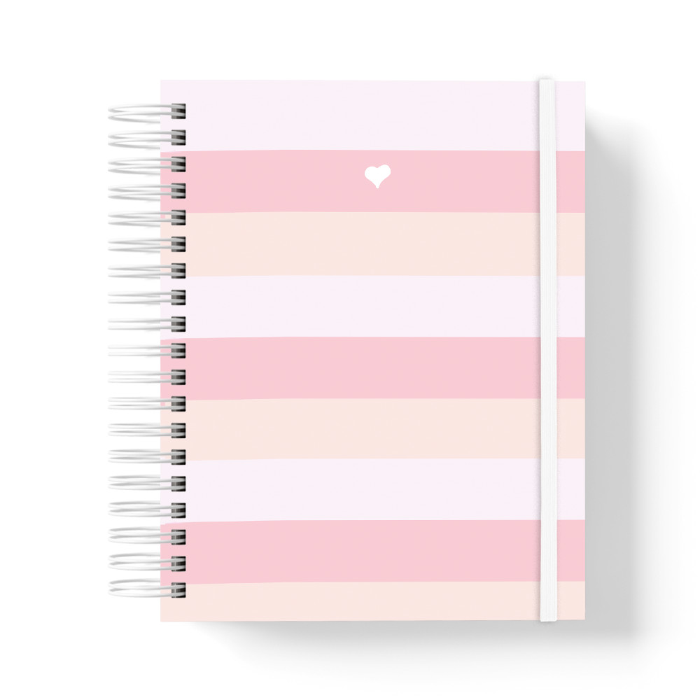 Caderno de anotações Premium - 200 pág - A5 - Rosa Listrado