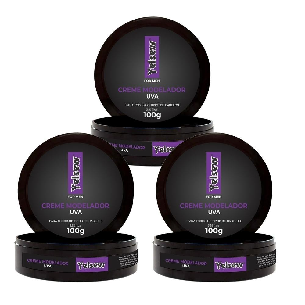 Kit 3 und Pomada Creme Modelador Uva Yelsew 100G