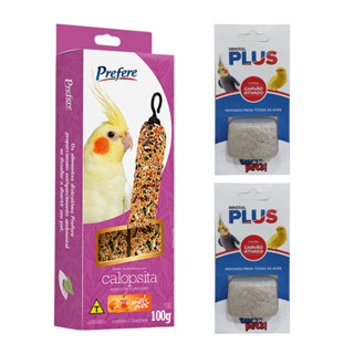 Kit Prefere Bastão de Sementes e Pedra de Cálcio Calopsita, Agapornis e Periquito (100g) em Oferta na Shopee