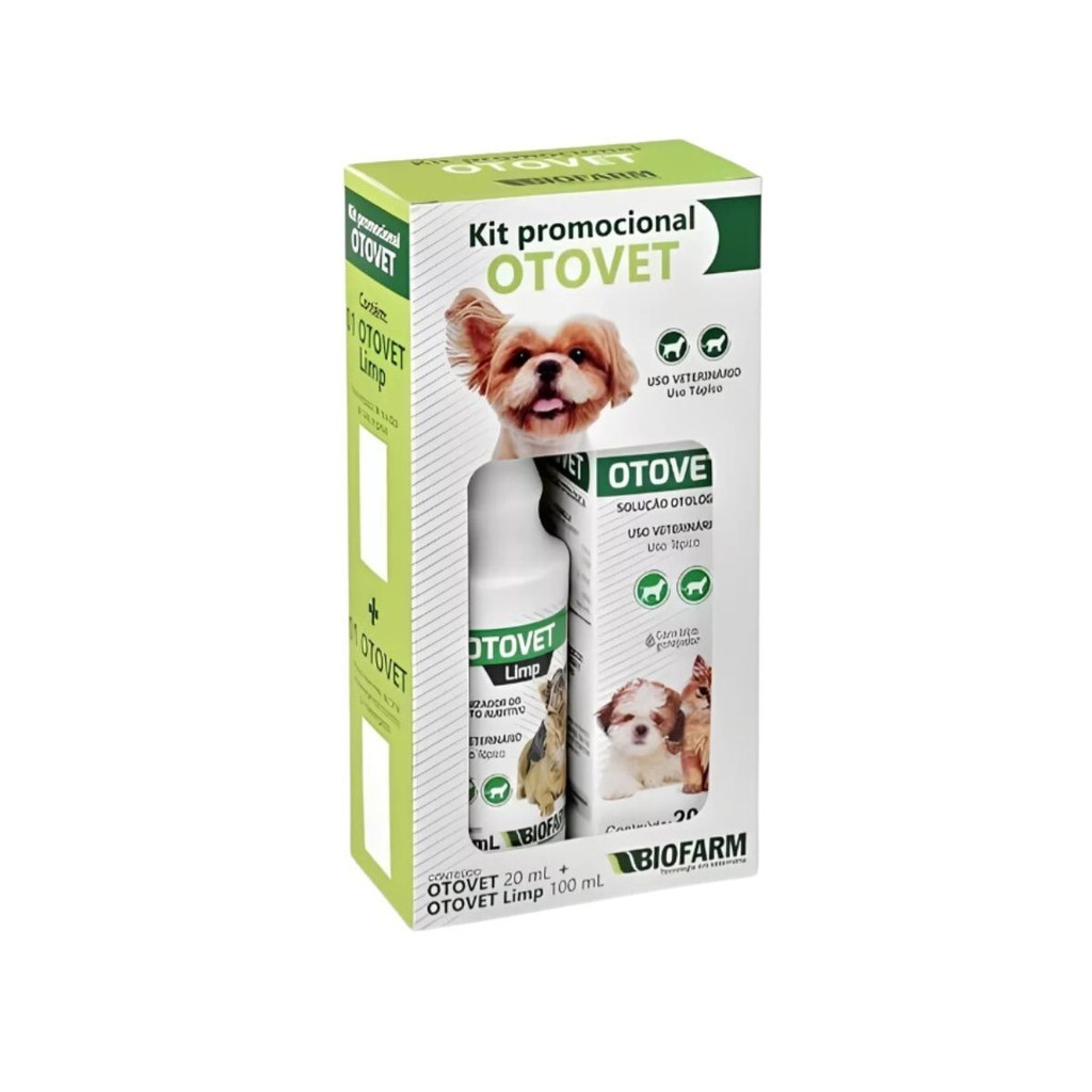 Kit Otológico Otovet Biofarm Limpeza e Tratamento de Otite em Oferta na Shopee