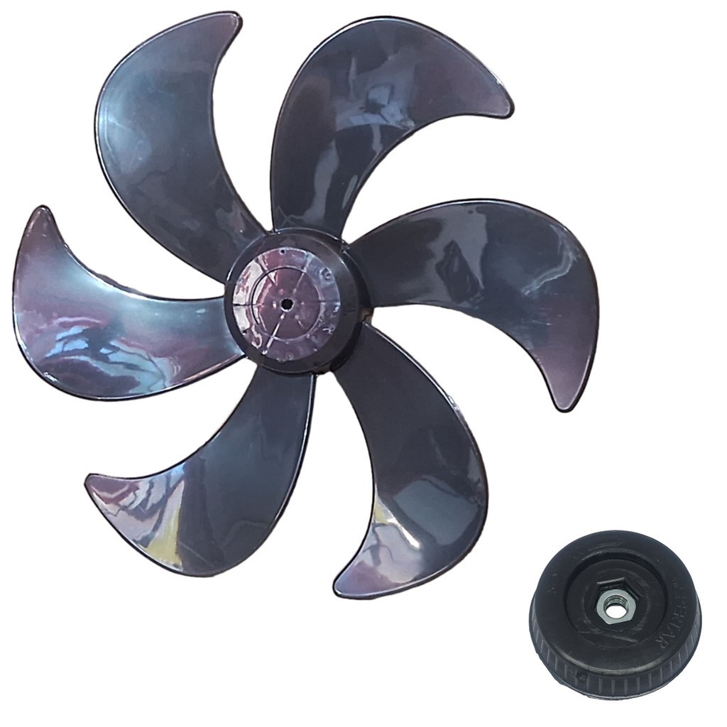 Kit Calota Trava Botão e Hélice Compatível C/ Ventilador Mondial Nv-45 Nv-75 Vt40 Vt41 Vt43 Nv41 Nv61 V71 40cm Preta