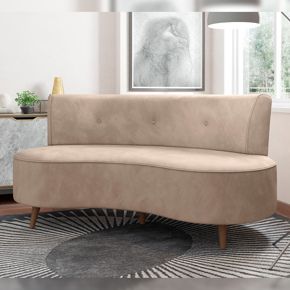 Sofá Chaise Living 2 Lugares 160cm para Sala Istambul K01 Veludo Bege - Lyam Decor em Oferta na Shopee