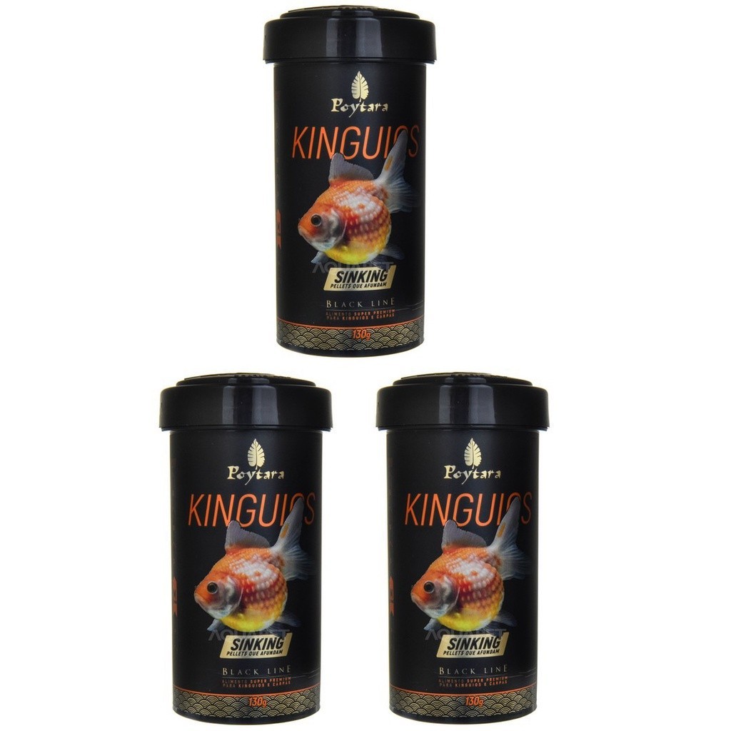 Kit 3unid. Ração P/Kinguio Black Line Sinking 130g Poytara