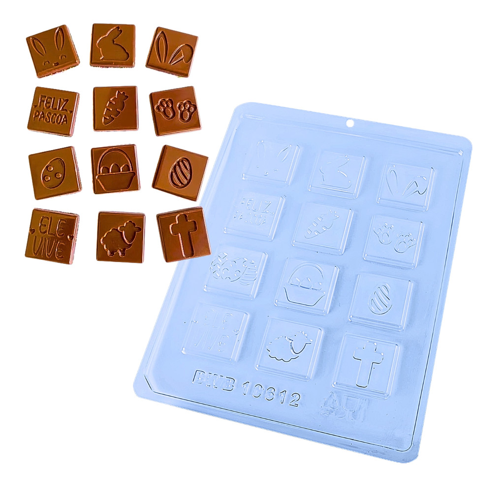 Forma p/ Chocolate Tabletinho Quadrado  Páscoa Cod. 10612 Tradicional Simples Bwb em Oferta na Shopee