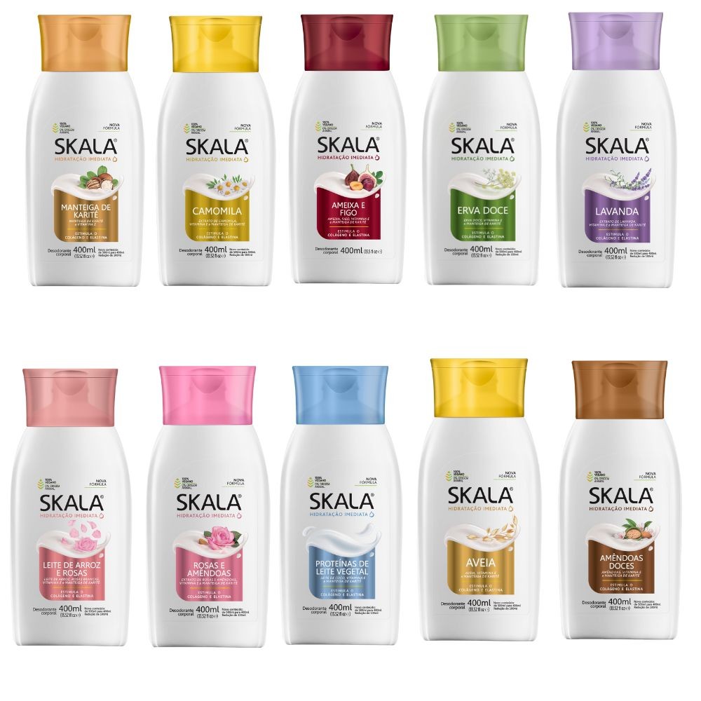 Loção Creme Hidrata Corporal Diversas Fragrância Skala 400ml em Oferta na Shopee