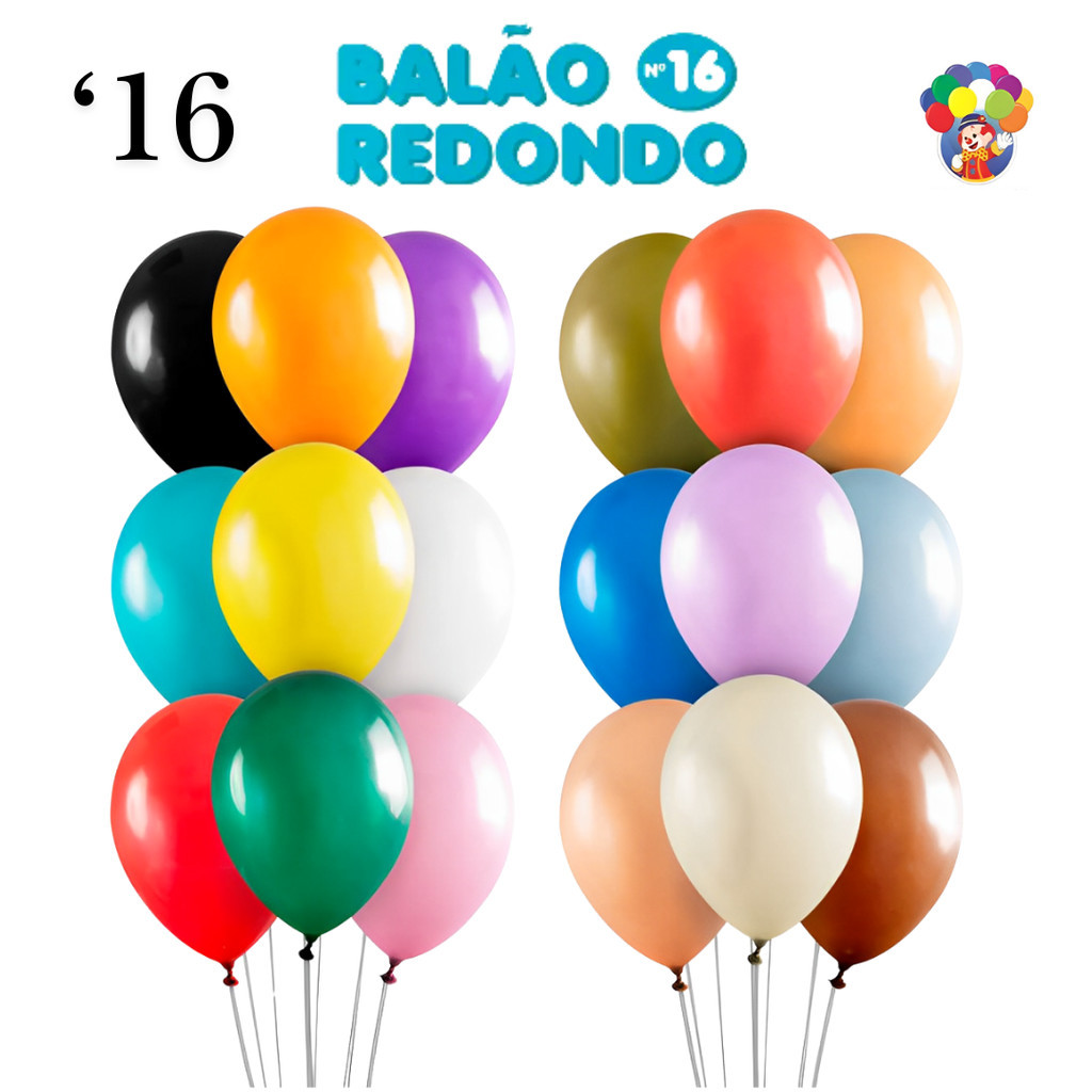 Balão Bexiga Redondo 16" Diversas Cores  - 24 Unidades - Art Latex em Oferta na Shopee