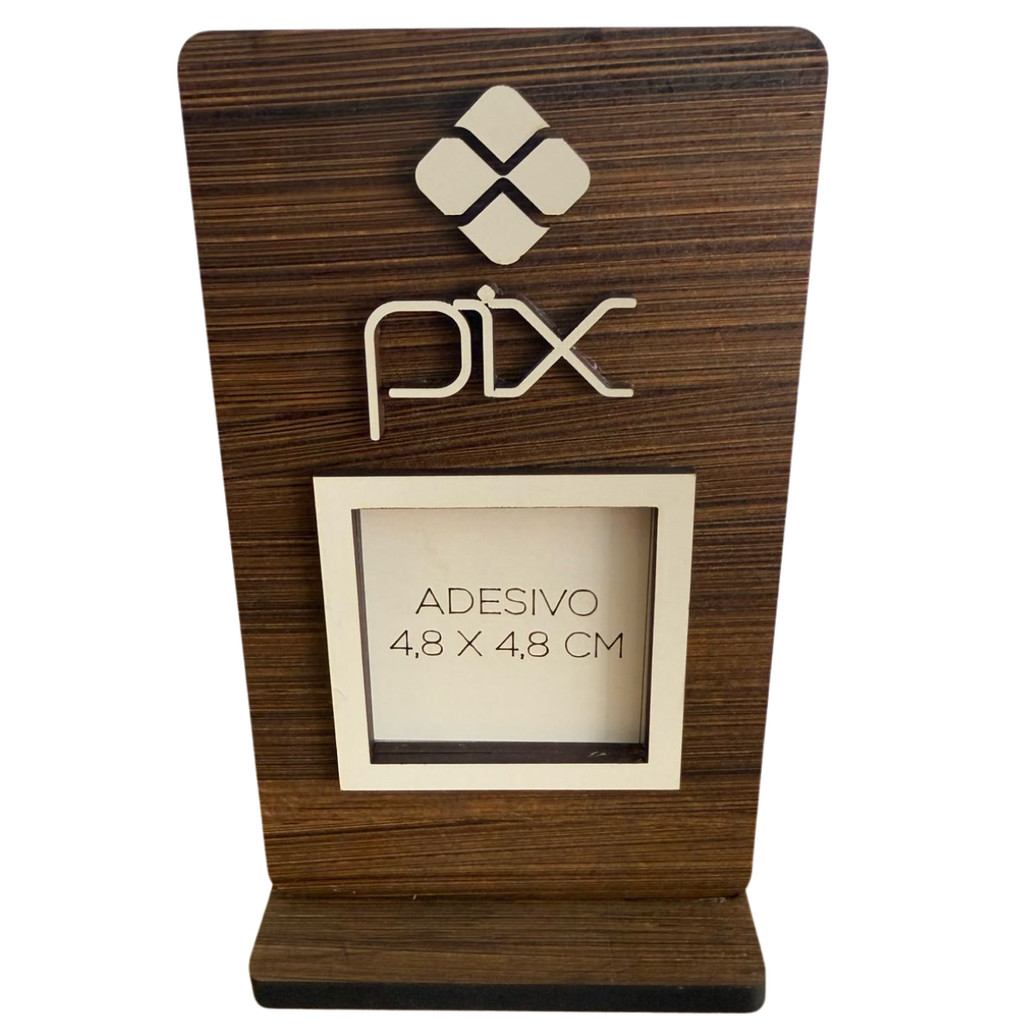Display  Pix Para Pagamento Qr Code Placa  Mdf Madeira