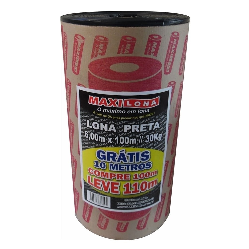 Lona Plástica Maxilona Preta 6x100m 30Kg+10m Grátis em Oferta na Shopee