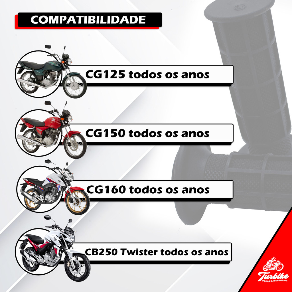 Par De Manopla Preta Para Cg Cargo Titan 160 125 Fan Twister 2016 a 2022 Gvs Sem Roldana Manoplas — imagem 2 de 2