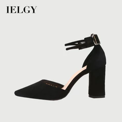 IELGY Coreano Áspero Com Sandália Baotou Sapatos Selvagens De Salto Alto Pontiagudo Pérola