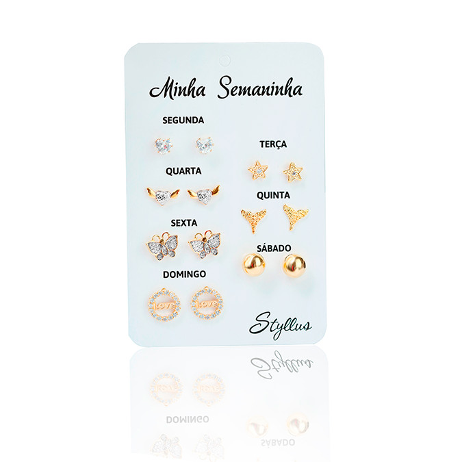 Kit Brinco Pequeno Banhado a Ouro 18K "Minha Semaninha" Adulta
