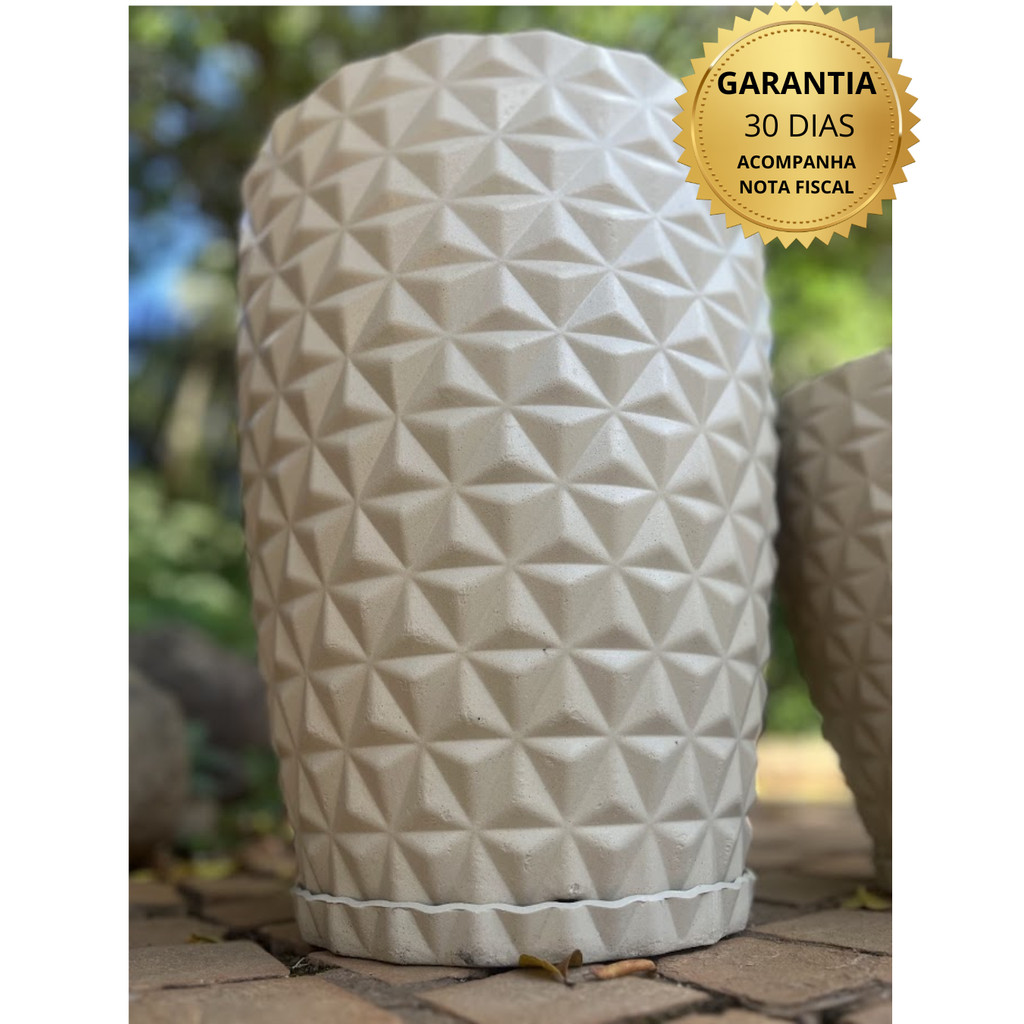 Vaso para planta decorativo em polietileno redondo diamante para plantas M bege - Home & Living
