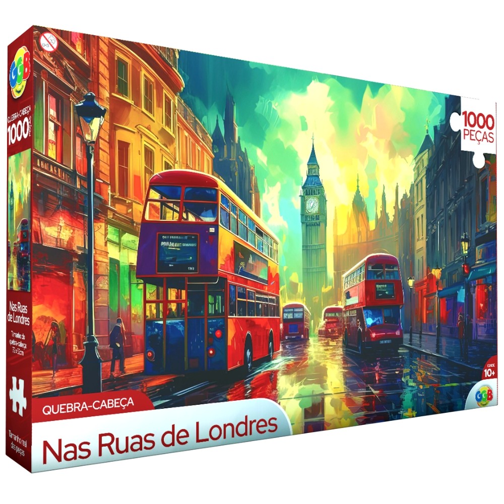 QUEBRA CABEÇA NAS RUAS DE LONDRES 1000 PEÇAS GGB BRINQUEDO PUZZLE ÔNIBUS PONTO TURÍSTICO INGLATERRA em Oferta na Shopee