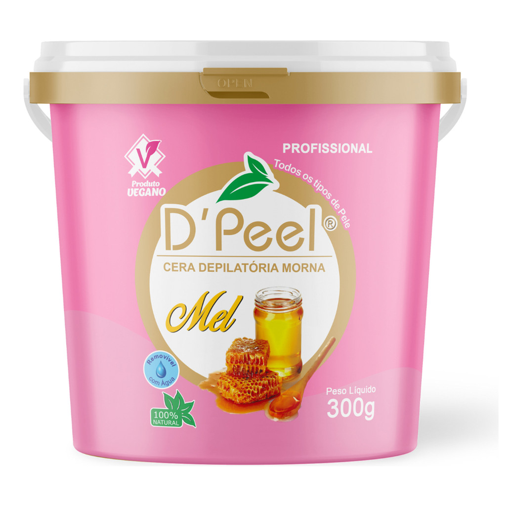 Cera Depilatória Quente Natural 300g Corporal Facial Micro-ondas Profissional Vegano Mel Camomila Chocolate Branco Dpeel
