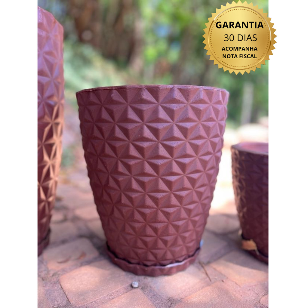 Vaso redondo de polietileno diamante para plantas Cor Marrom Tamanho P - Home & Living