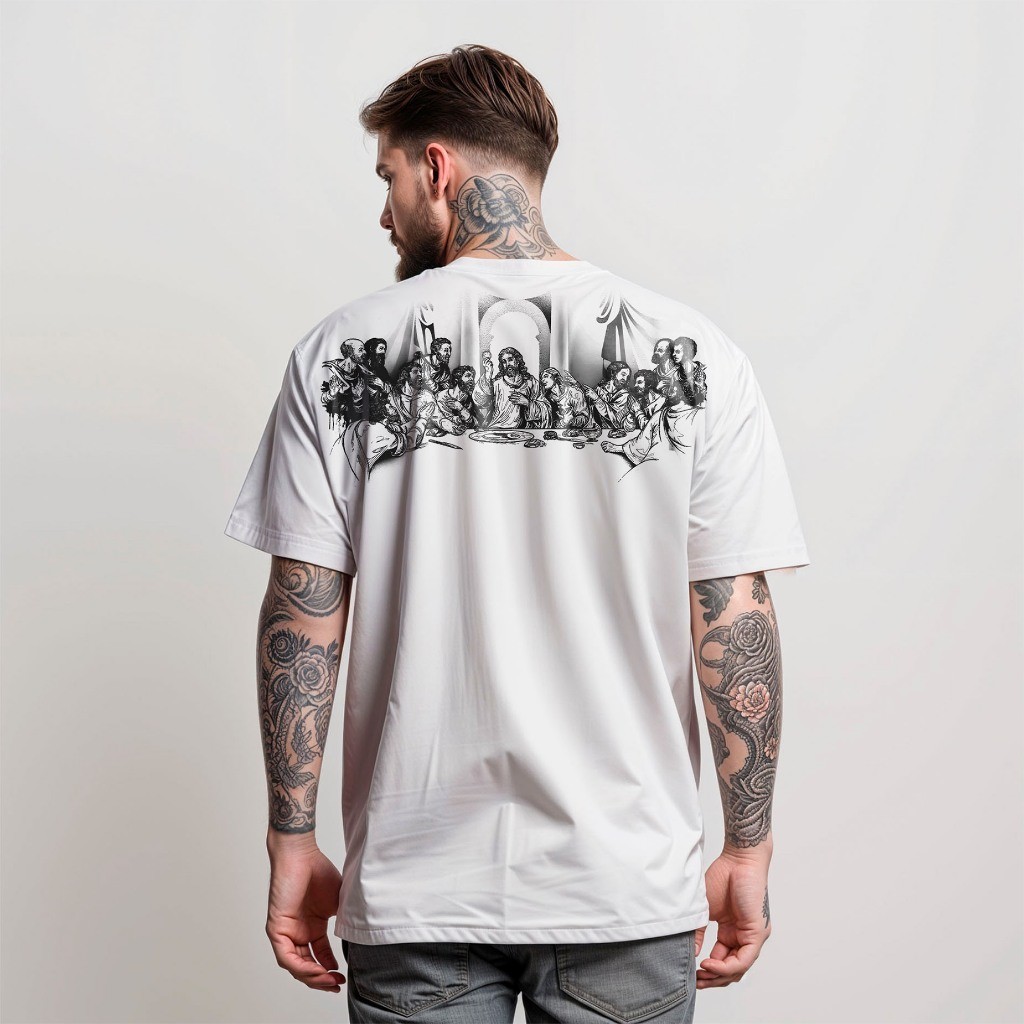 Camiseta Santa Ceia Moda Cristã Camisa Blusa Religiosa Street wear style Camisa Street