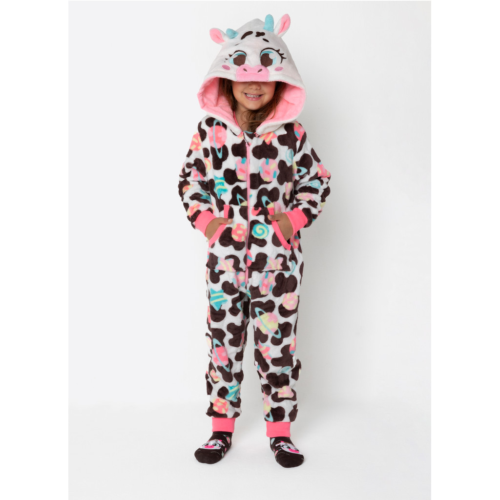 Macacão Manga Longa Soft Menina Vaca Chocolate - Puket