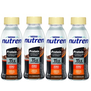 Kit 4 Nutren Protein 15g de Proteínas Sabor Chocolate Zero Lactose 260ml em Oferta na Shopee