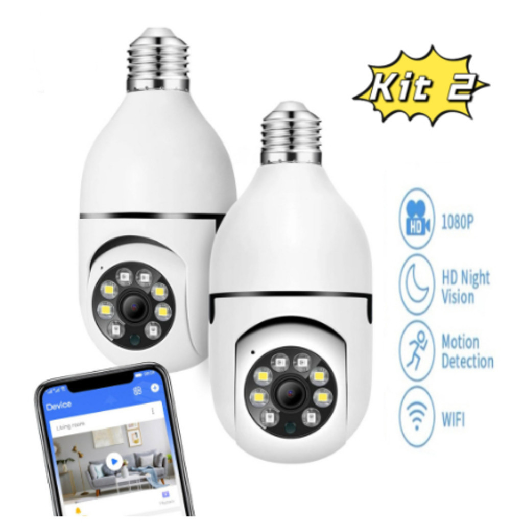 Kit 2 Mini IP Câmera Wifi sem fio visão noturna microfone auto falante acesso remoto aplicativo Envio Imediato