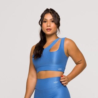 Top Feminino Azul Fitness Ombro Só Gota Poliamida Academia em Oferta na Shopee