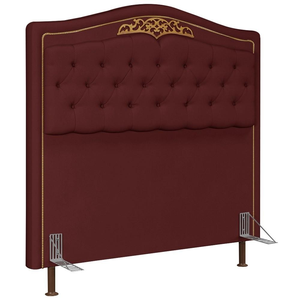 Cabeceira Cama Box Casal Queen 160cm com Tachas Imperial Veludo J02 Vinho - Mpozenato
