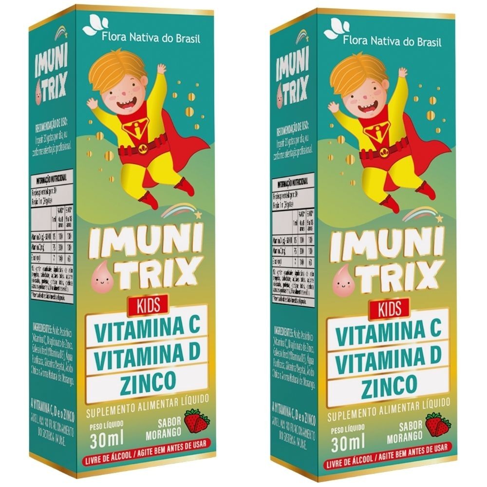 KIT 2X IMUNITRIX ( Vitamina C, D3 e Zinco) 30ml - Flora Nativa Sabor:Morango em Oferta na Shopee