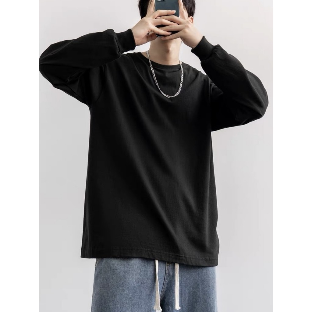 Camiseta Lisa Básica  Manga Longa 100% Algodão Mlaha Premium Masculina Fio 30,1 Panteada Premium Gola Redonda em Oferta na Shopee