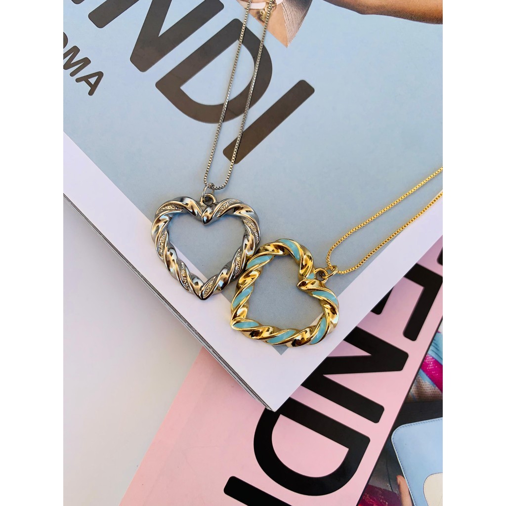 Colares choker Semi Joia Bridão de Coração Ouro e Prata