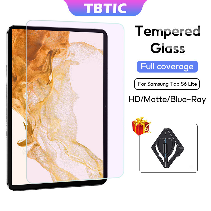 Protetor De Tela TBTIC Para Samsung Tab S6 Lite Vidro Temperado HD Mate Anti-Ray Azul 10.4 P613 P610 P615 P620 P625 2024 P619 Cobertura Total