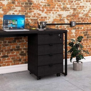 Gaveteiro Volante 4 Gavetas Kugv44 Kuadra Espresso Móveis Preto Onix em Oferta na Shopee