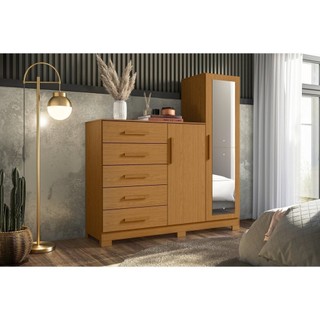 Cômoda com Espelho 5 Gavetas 2 Portas New Master em Oferta na Shopee