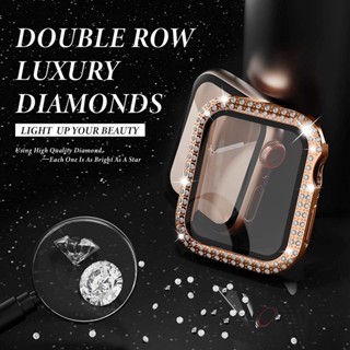 capa case de vidro com brilling brilho para apple watch série 8 7 45 44 42 41 40 38 mm em Oferta na Shopee