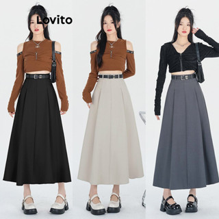 Lovito Saias Plissadas Lisas Formais Para Mulheres LNE48423