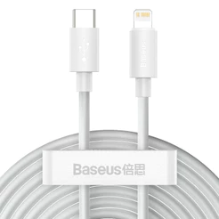 Kit Cabo PD Lightning para USB-C Baseus Simple Wisdom 20W (2PCS/Set)1.5m Branco