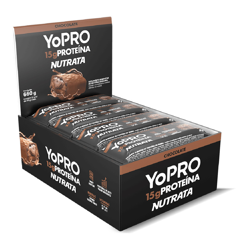 Barra de Proteína Whey Bar Yopro 12 Unidades Nutrata