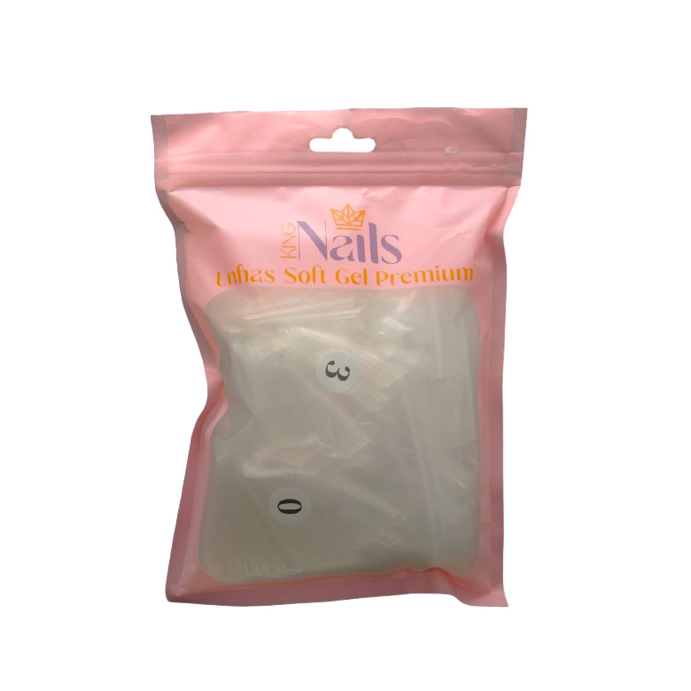 Postiça Gel Mandorla Luxo Extra Longa Transparente 360 unidades - King Nails