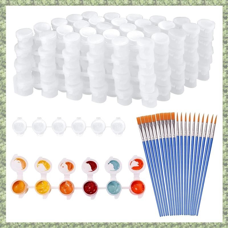 (P X C W) 20 Tiras 120 Potes De Tinta Vazias E 20 Peças Pincéis , Copo Recipientes De Plástico Transparente , 3Ml/0.17Oz