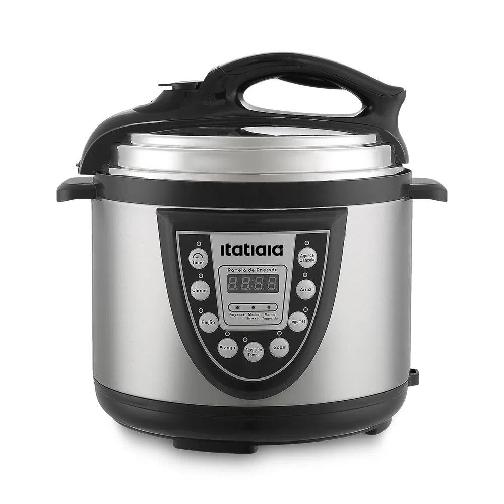 Panela de Pressão Elétrica Midi 5L Inox com Preto em Oferta na Shopee